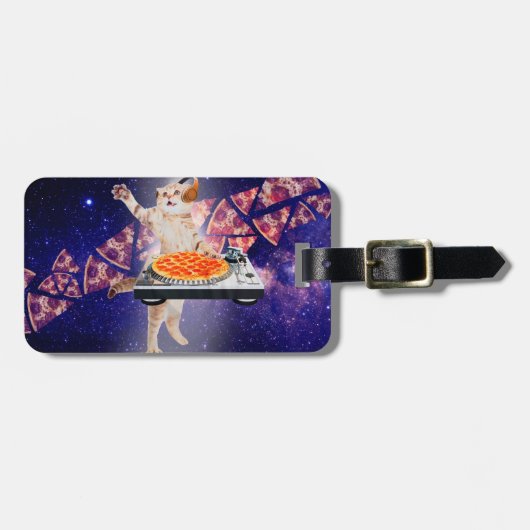 DJキャットターンテーブルミキサー ラゲッジタグ (正面横)