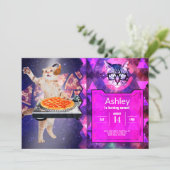 DJキャットターンテーブルミキサー 招待状 (スタンド正面)