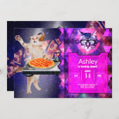 DJキャットターンテーブルミキサー 招待状 (正面/裏面)