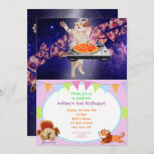 DJキャットターンテーブルミキサー 招待状 (正面/裏面)