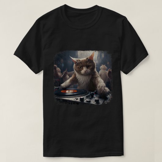 DJキャットレーヴEDMキットン子猫ミュージックアンダーグラウンド1 Tシャツ (デザイン正面)