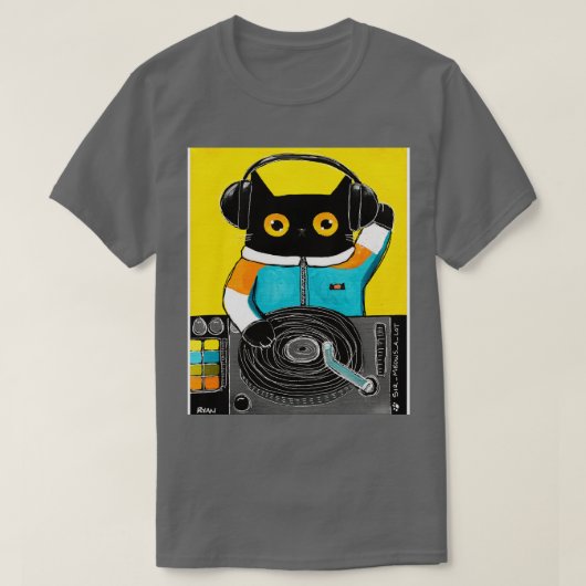 DJキャット Tシャツ (デザイン正面)