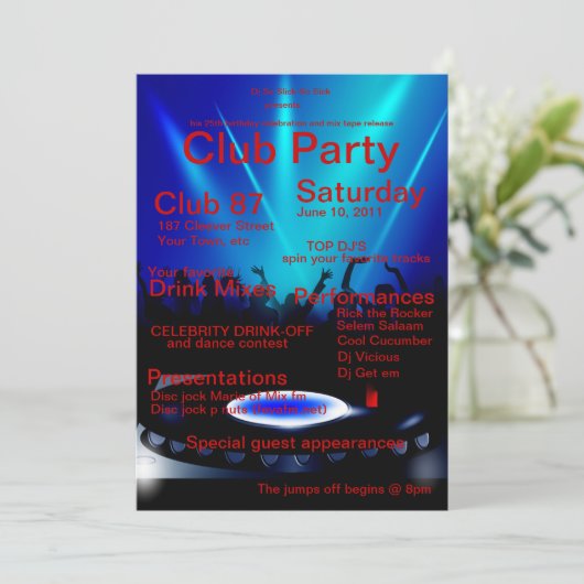 DJクラブパーティの招待状 招待状 (スタンド正面)