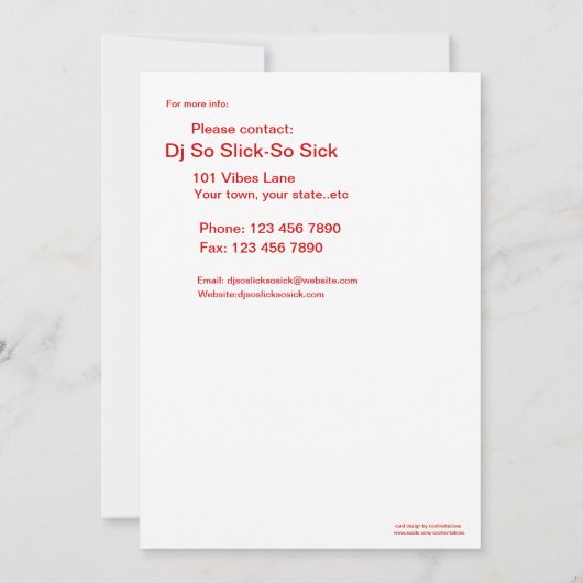 DJクラブパーティの招待状 招待状 (裏面)