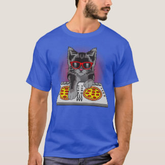 DJクールキャットピザギフト女子男性へ男子おもしろい Tシャツ