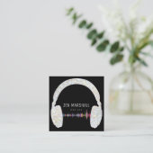 DJグレーフェイクグリッターヘッドフォン スクエア名刺 (スタンド正面)