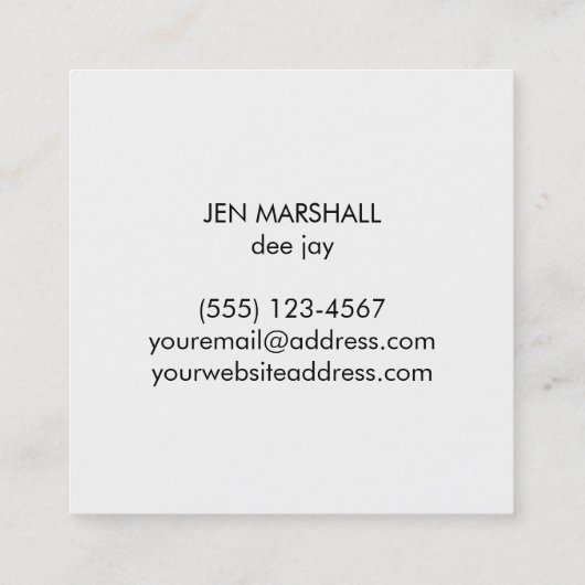 DJゴールデンヘッドフォン(白) スクエア名刺 (裏面)