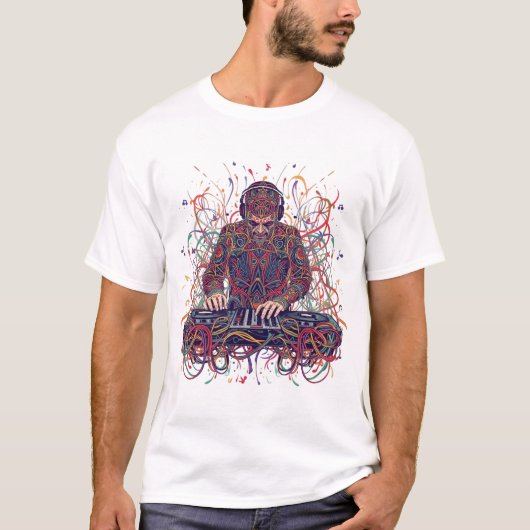 DJサウンドウェーブタペストリーTシャツ Tシャツ (正面)