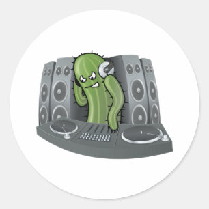 DJサボテンデザイン ラウンドシール
