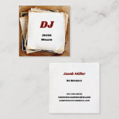 DJサービスレトロヴィンテージ70sビニールレコード スクエア名刺 (正面/裏面)