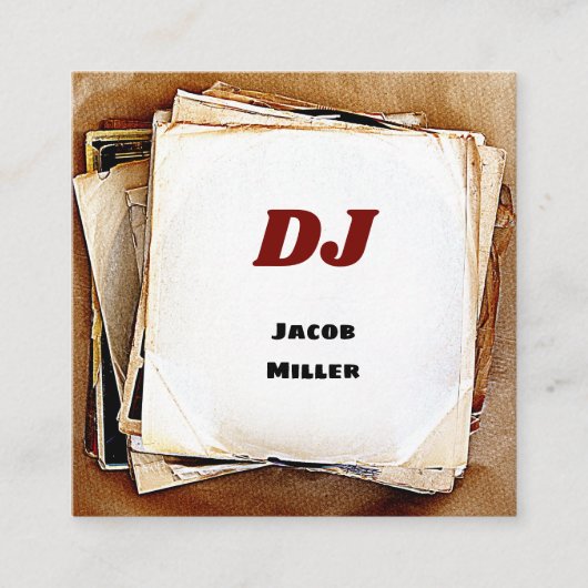 DJサービスレトロヴィンテージ70sビニールレコード スクエア名刺 (正面)