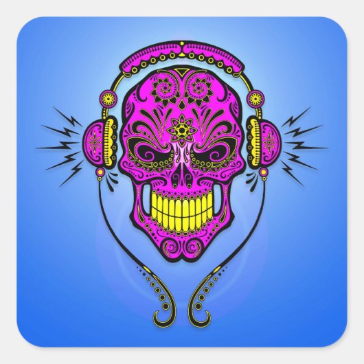 DJシュガースカル – 紫と黄 スクエアシール (正面)