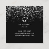 DJシルバーフェイクフォイルエフェクトヘッドフォン スクエア名刺 (裏面)