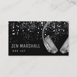 DJシルバーフェイクフォイルミュージックヘッドフォン 名刺