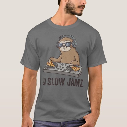 DJスロージャムズ 楽しいナマケモノのキャラクター Tシャツ (正面)