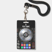 DJターンテーブルバッジ バッジ (ストラップ付き表面)