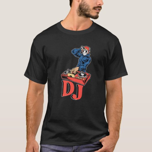 Djターンテーブルベース音楽ロックDeejayヘッドフォンパーツ Tシャツ (正面)