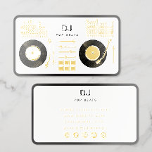 DJターンテーブルレコード ホワイト＆メタリックゴールド