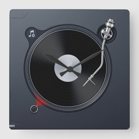 DJターンテーブル時計 スクエア壁時計 (正面)