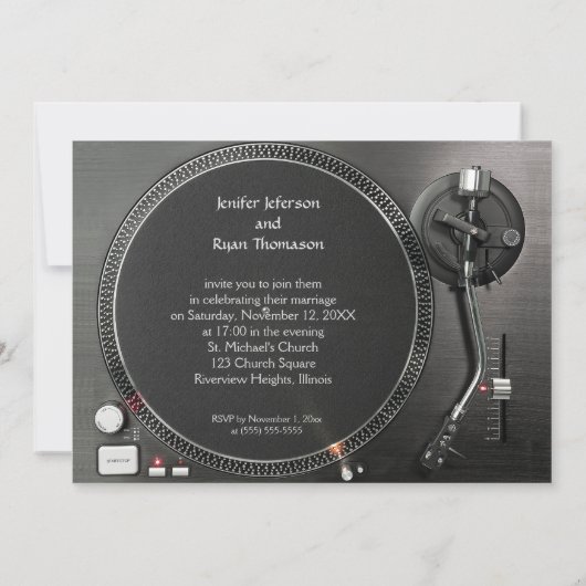 DJターンテーブル結婚式招待状 招待状 (裏面)