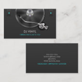DJターンテーブル音楽モダンクリーン・グレー&シルバー 名刺 (正面/裏面)