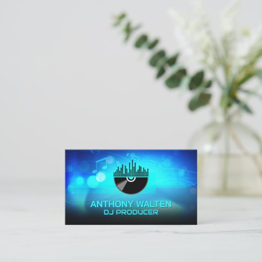 DJターンテーブル | 音等化器 | プロデューサー 名刺 (スタンド正面)