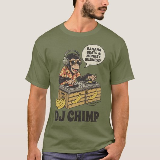 DJチンパンジー バナナビーツ 楽しい Tシャツ (正面)