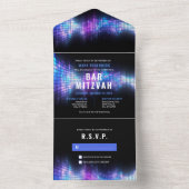 DJテクノダンスパーティーバーすべてワンウェディング招待 オールインワン招待状 (内側)