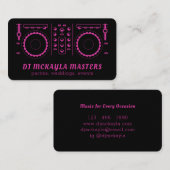 DJディスガーリークジョッキーNeon Pink & Blackターンテーブル 名刺 (正面/裏面)