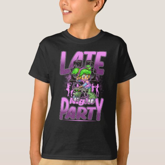 DJディスクジョキーターンテーブルパーティー音楽 Tシャツ (正面)