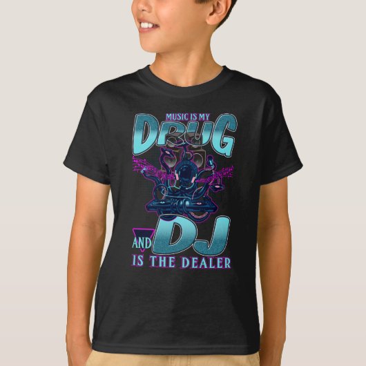 DJディスクジョキーターンテーブルパーティー音楽 Tシャツ (正面)