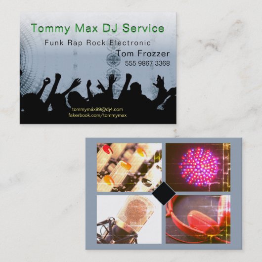 DJディスクジョッキーファンクラップのロック写真テンプレート 名刺 (正面/裏面)