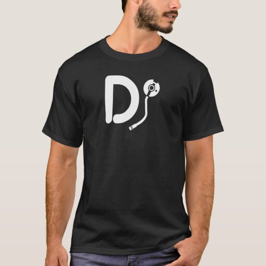 DjディスクジョッキーTターンテーブルアームデザインミュージックインスピレーション Tシャツ (正面)