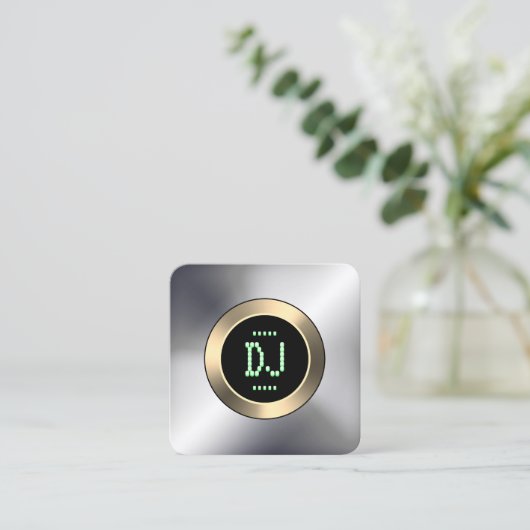 DJディスプフェイクレイ金属 スクエア名刺 (スタンド正面)