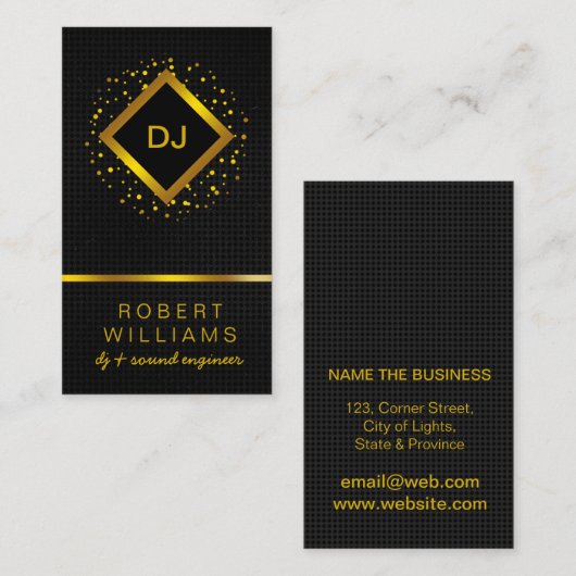 DJディージェイプロフェッショナル金ゴールドフェイクミュージック先生 名刺 (正面/裏面)