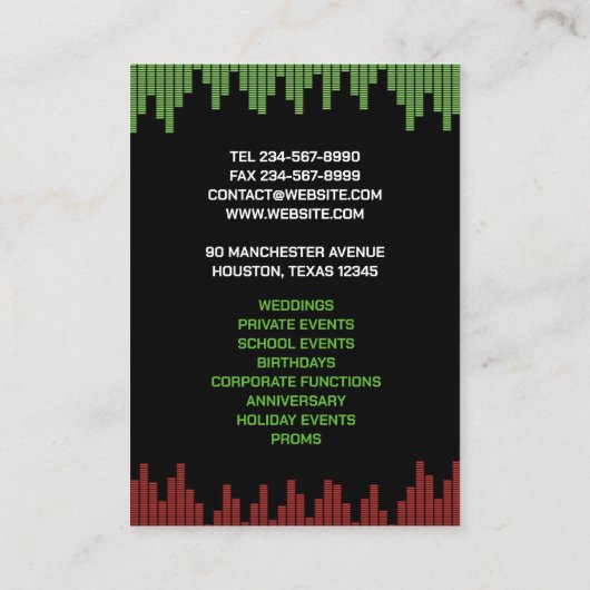 DJナイトクラブChubby Business Card 名刺 (裏面)