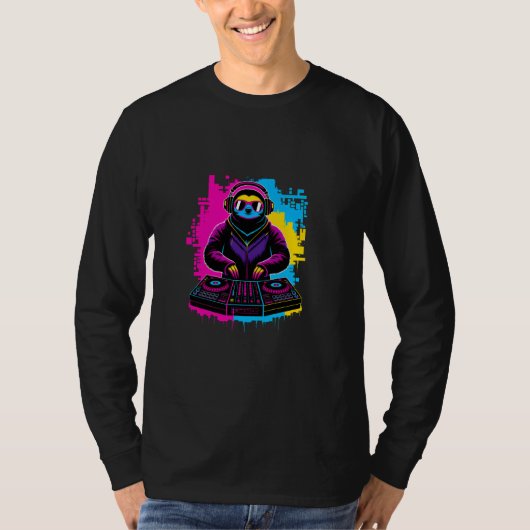 DJナマケモノGraffiti Style - 気持ちいいEDMアニマルと共に Tシャツ (正面)