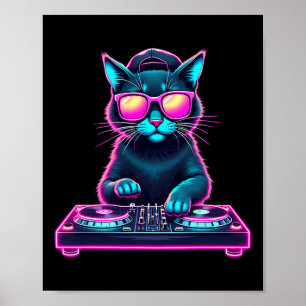 DjハウスキャットレインボーDjキャット子猫 ポスター