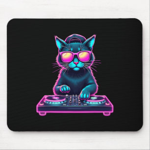 DjハウスキャットレインボーDjキャット子猫 マウスパッド