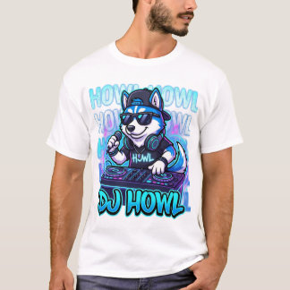 DJハウル・ハスキー – 笑える犬好きのための音楽ファッション Tシャツ