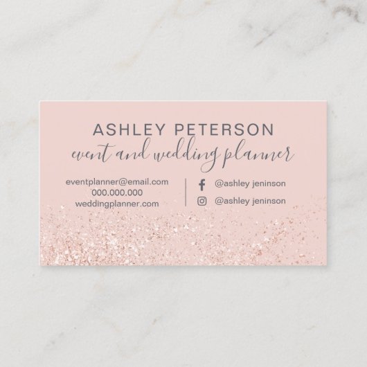 djバラ結婚金ゴールドグリッターピンク 名刺 (裏面)