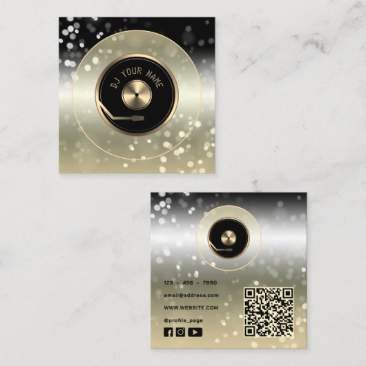 DJビニルプレートプレーヤー名刺 スクエア名刺 (正面/裏面)