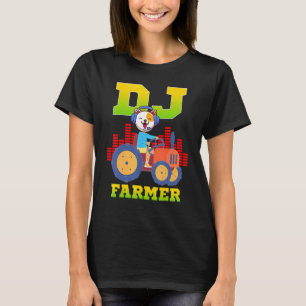 DJファーマーキャットファームトラクター運転ミュージックヘッドホン Tシャツ