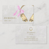 DJフェイク金ゴールドフォイルヘッドフォンピンクボウ 名刺 (正面/裏面)