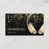 DJフェイク金ゴールドフォイル音楽ヘッドフォン 名刺 (正面)