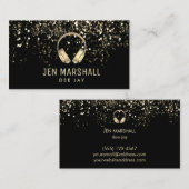 DJフェイク金ゴールド箔ヘッドフォン 名刺 (正面/裏面)