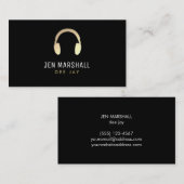 DJフェイク金ゴールド箔ヘッドフォン 名刺 (正面/裏面)