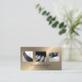 DJフォトグラファー-ミニマリモダンスト金ゴールドフェイク。 名刺 (スタンド正面)