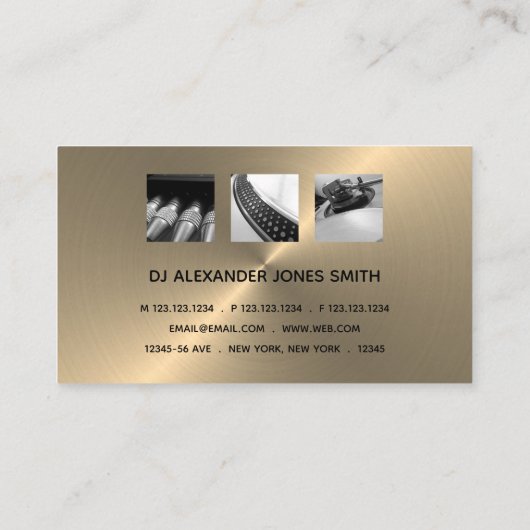 DJフォトグラファー-ミニマリモダンスト金ゴールドフェイク。 名刺 (裏面)