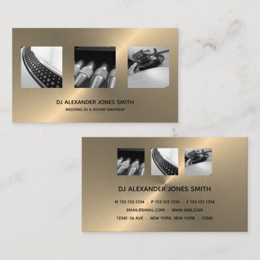 DJフォトグラファー-ミニマリモダンスト金ゴールドフェイク。 名刺 (正面/裏面)